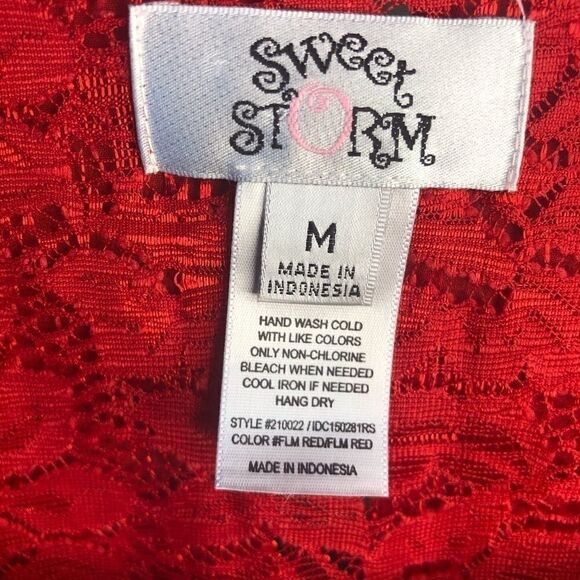 Sweet Storm Woman’s Red Lace MIDI Dress M NWOT - Picture 8 of 9